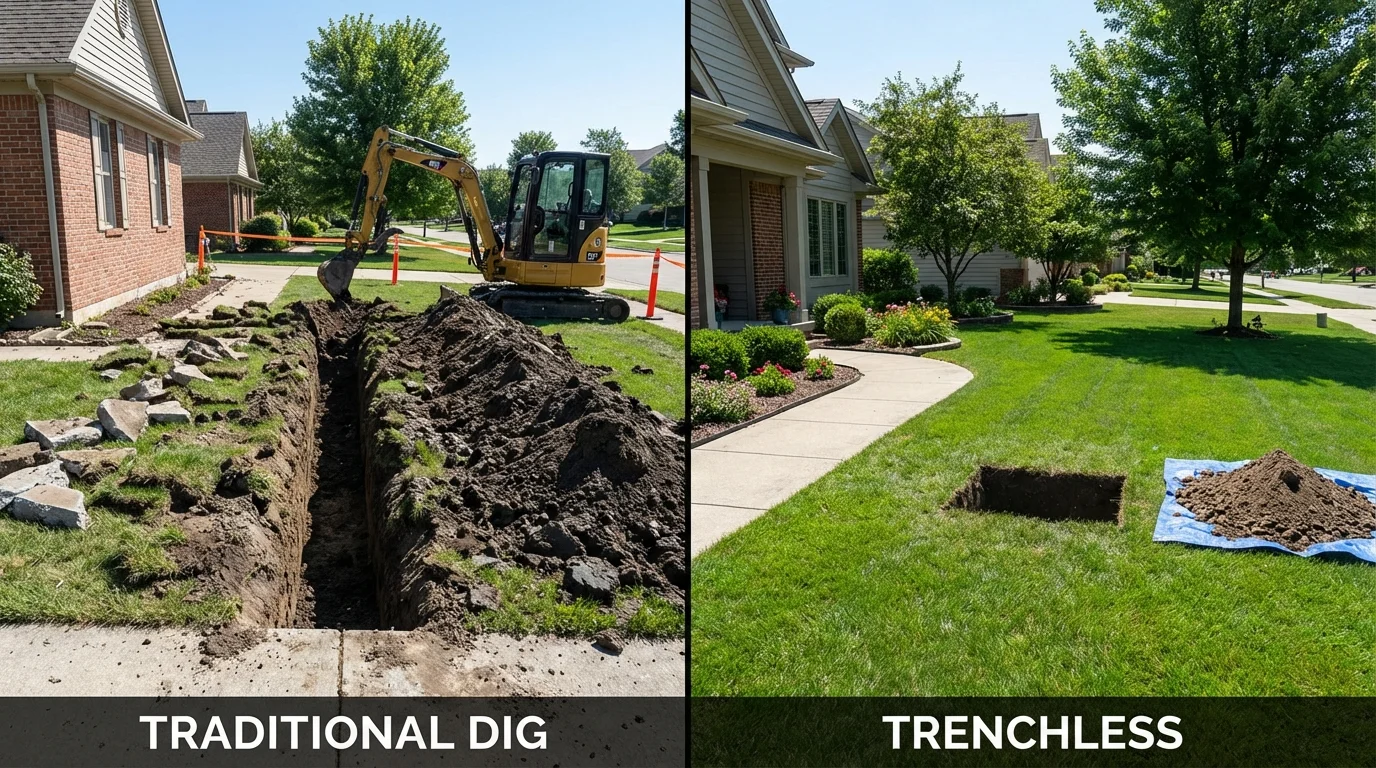 Trenchless sewer repair with minimal yard damage versus traditional excavation in Sahuarita, AZ
